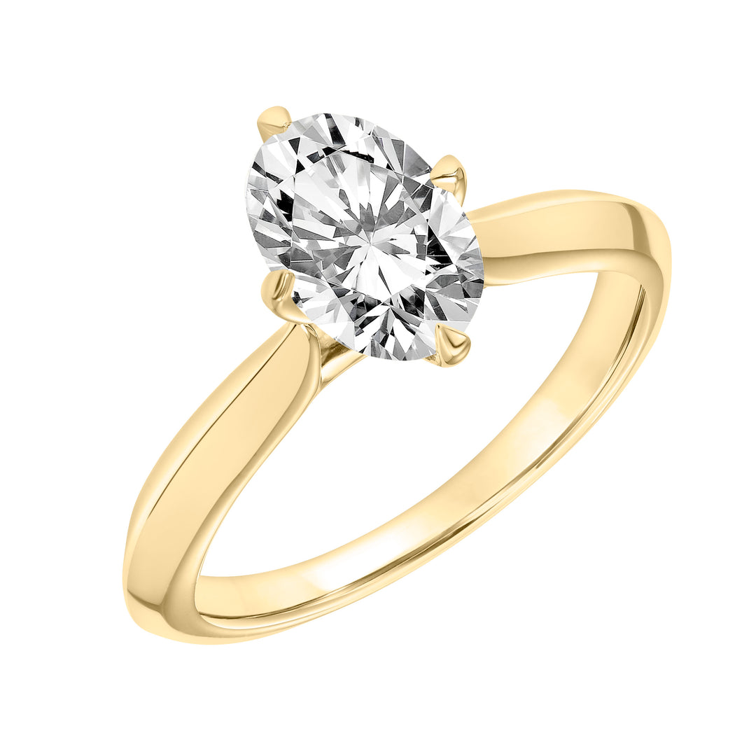 Classic Solitaire Engagement Ring with Catheral Setting and Knife Edge Polished Shank