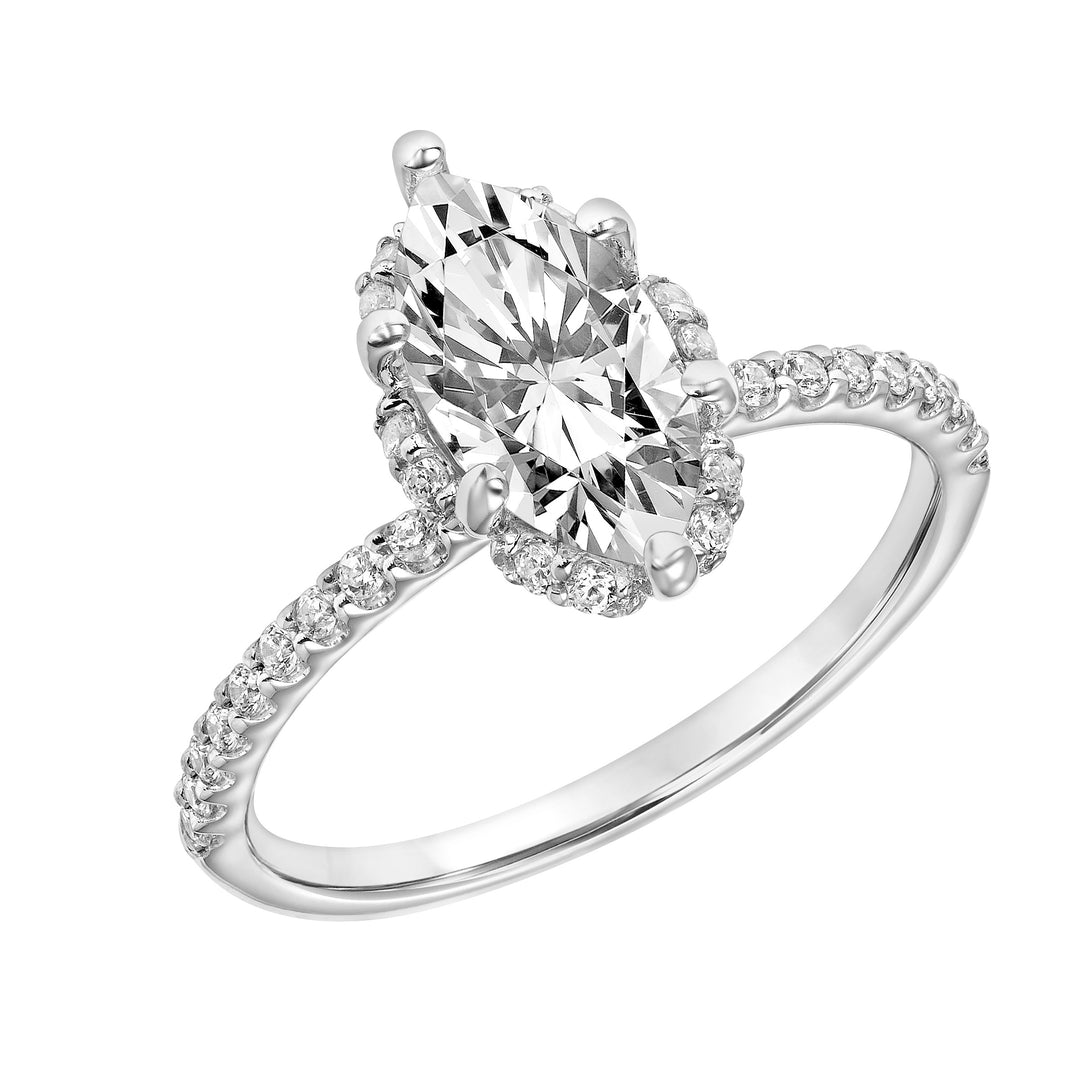 31-12036GMW-E.00 - Goldman - Classic Six Prong Setting Engagement Ring with Hidden Halo and Diamond Shank