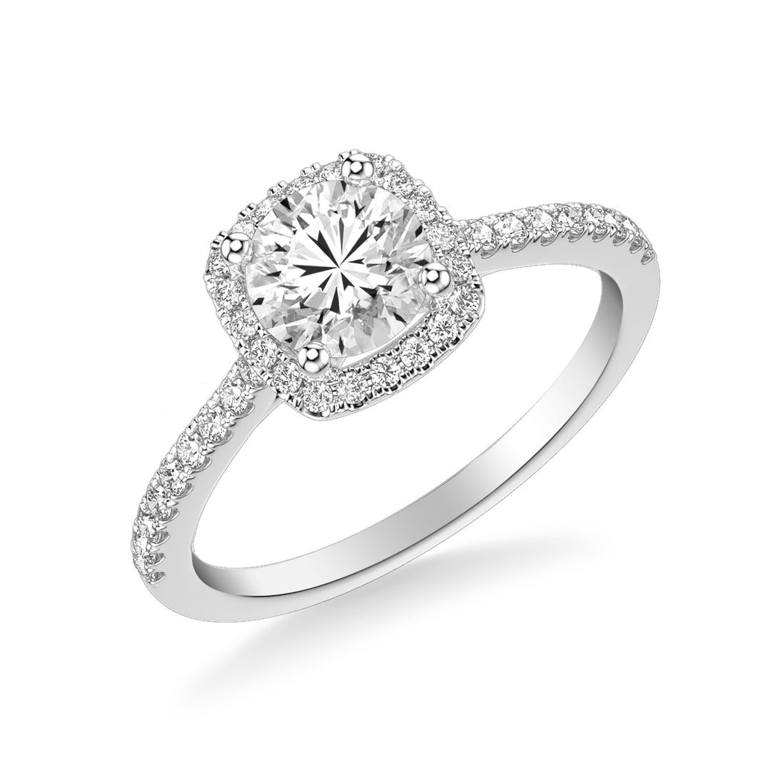 31-12053ERW-E.00 - Goldman - Classic Round Diamond Halo Engagement Ring with Diamond Shank