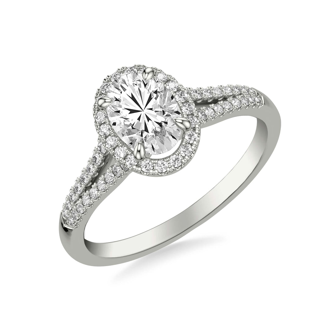 31-12084EVW-E.00 - Goldman - Contemporary Oval Halo Split Shank Diamond Engagement Ring