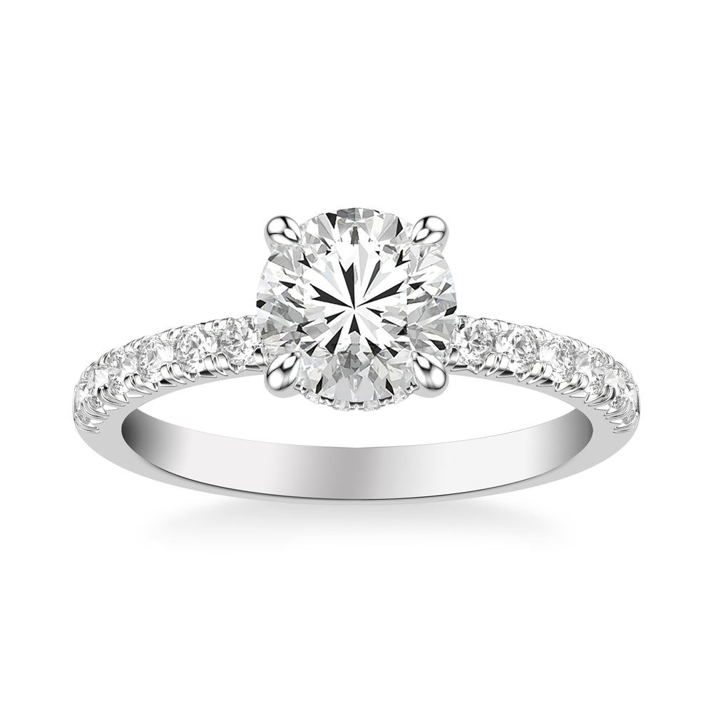 Classic Engagement Ring with Hidden Diamond Collar and Diamond Shank