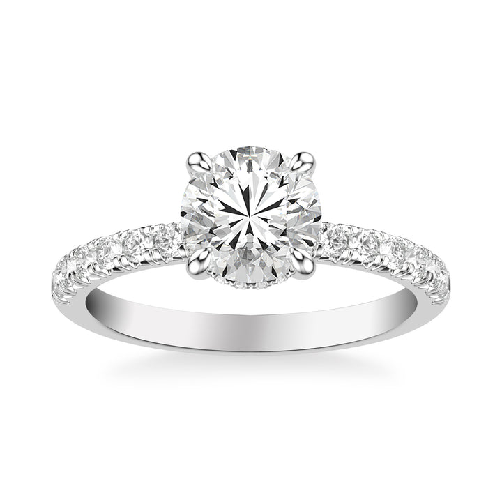 Classic Engagement Ring with Hidden Diamond Collar and Diamond Shank