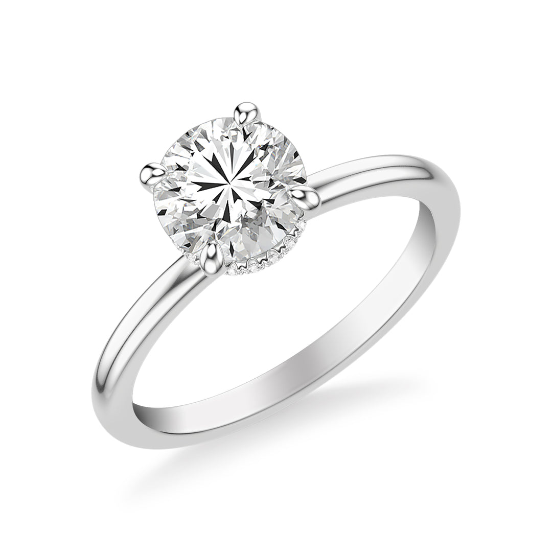 31-12099GRW-E.00 - Goldman - Classic Solitaire Engagement Ring with Diamond Collar and Polished Shank