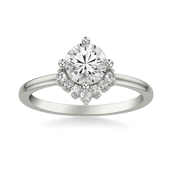 Contemporary Halo Diamond Engagement Ring