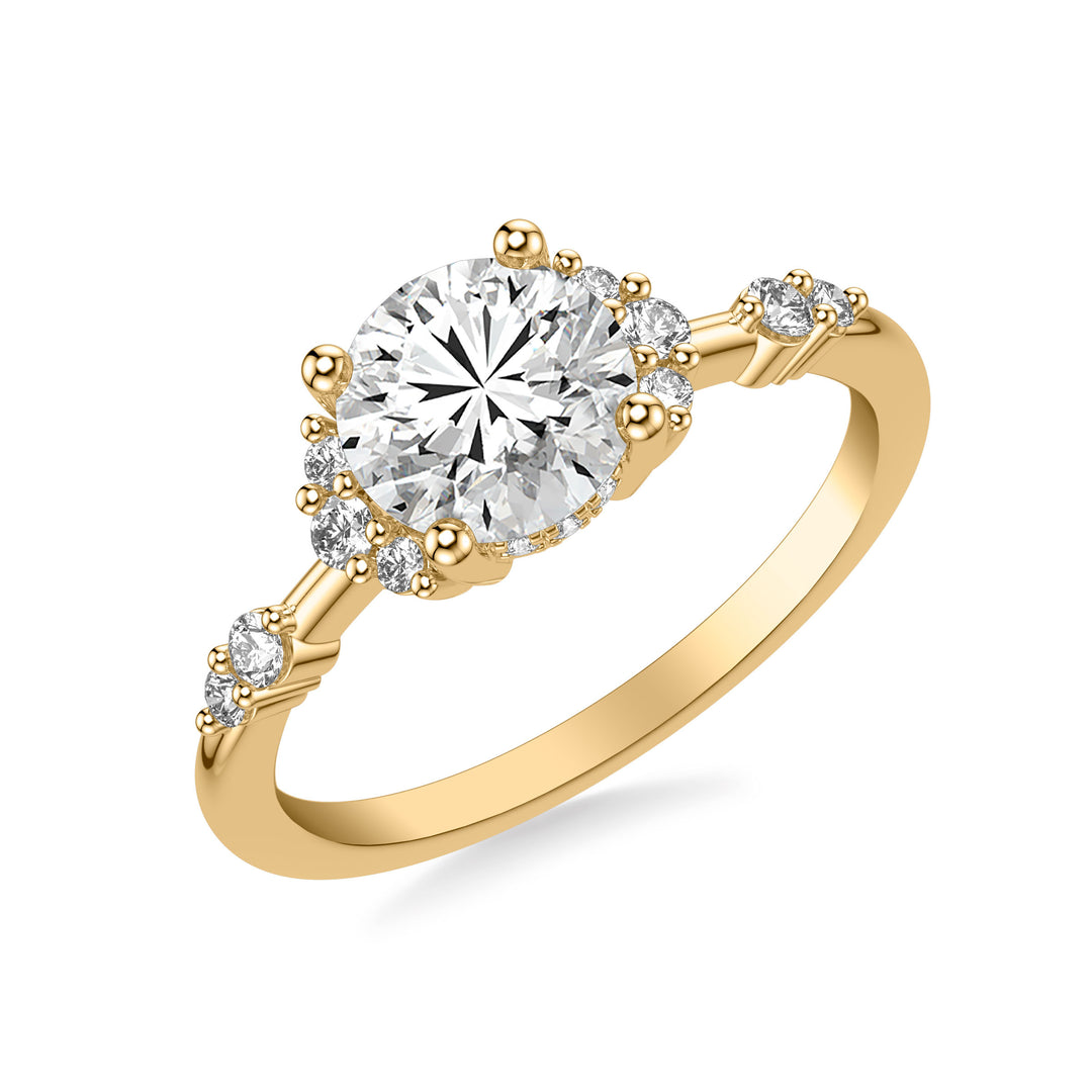 31-12146GRY-E.00 - Goldman - Contemporary Hidden Halo Engagement Ring with Two Round Diamond Cluster Accented Band