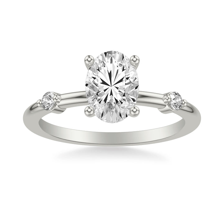Contemporary Engagement Ring with Single Diamond Station Accented Band