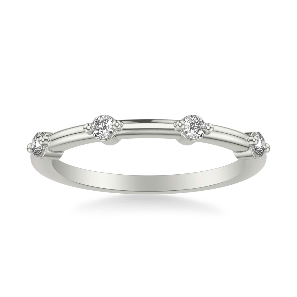 Contemporary Wedding Band with Single Diamond Station Accents