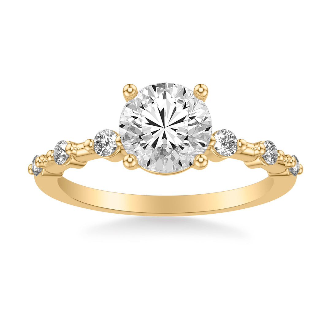 Contemporary Engagement Ring with Single Diamond Station Accented Band