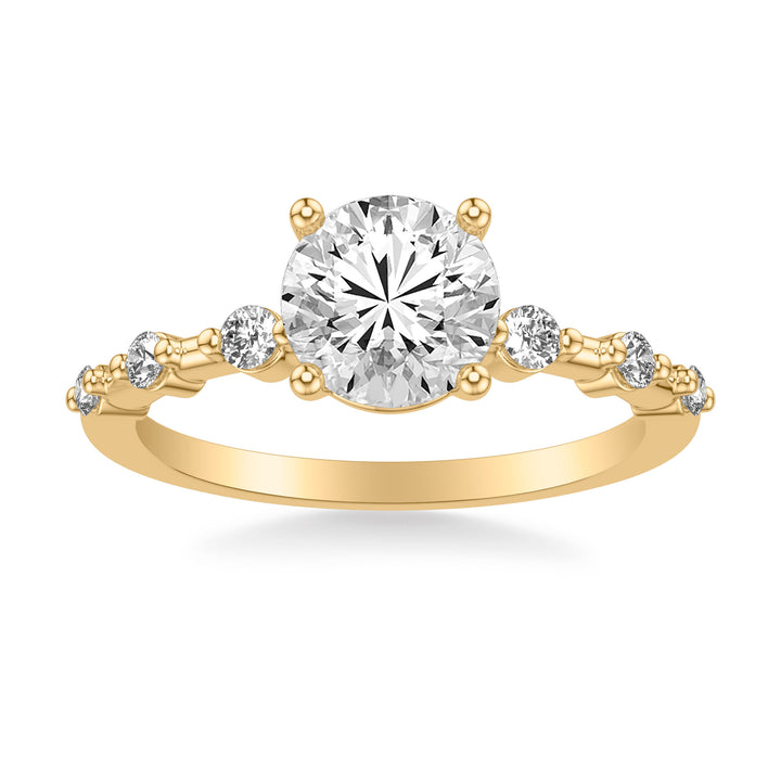 Contemporary Engagement Ring with Single Diamond Station Accented Band
