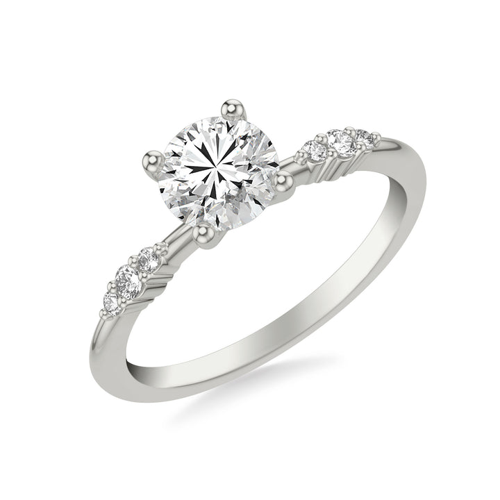 Contemporary Engagement Ring with Diamond Cluster Accented Band