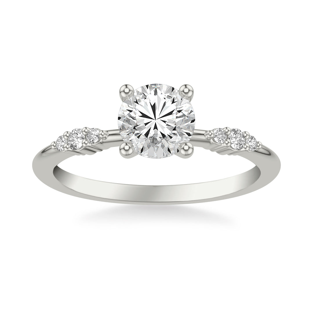 Contemporary Engagement Ring with Diamond Cluster Accented Band