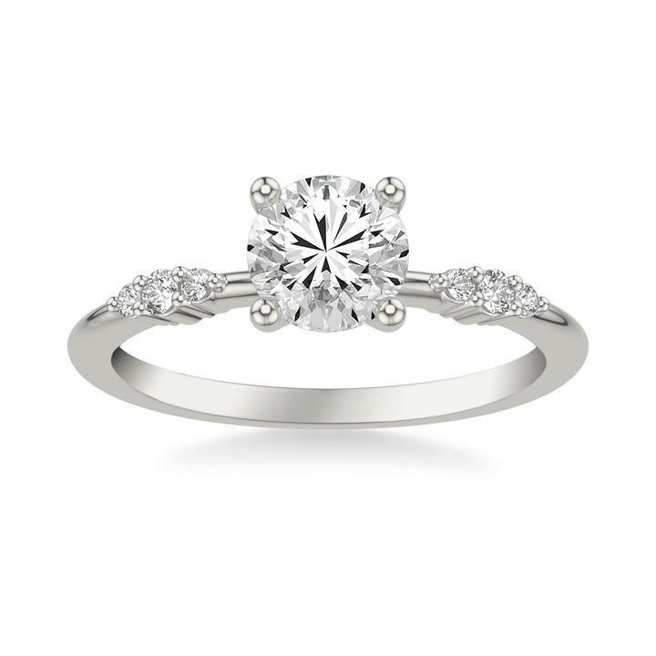 Contemporary Engagement Ring with Diamond Cluster Accented Band