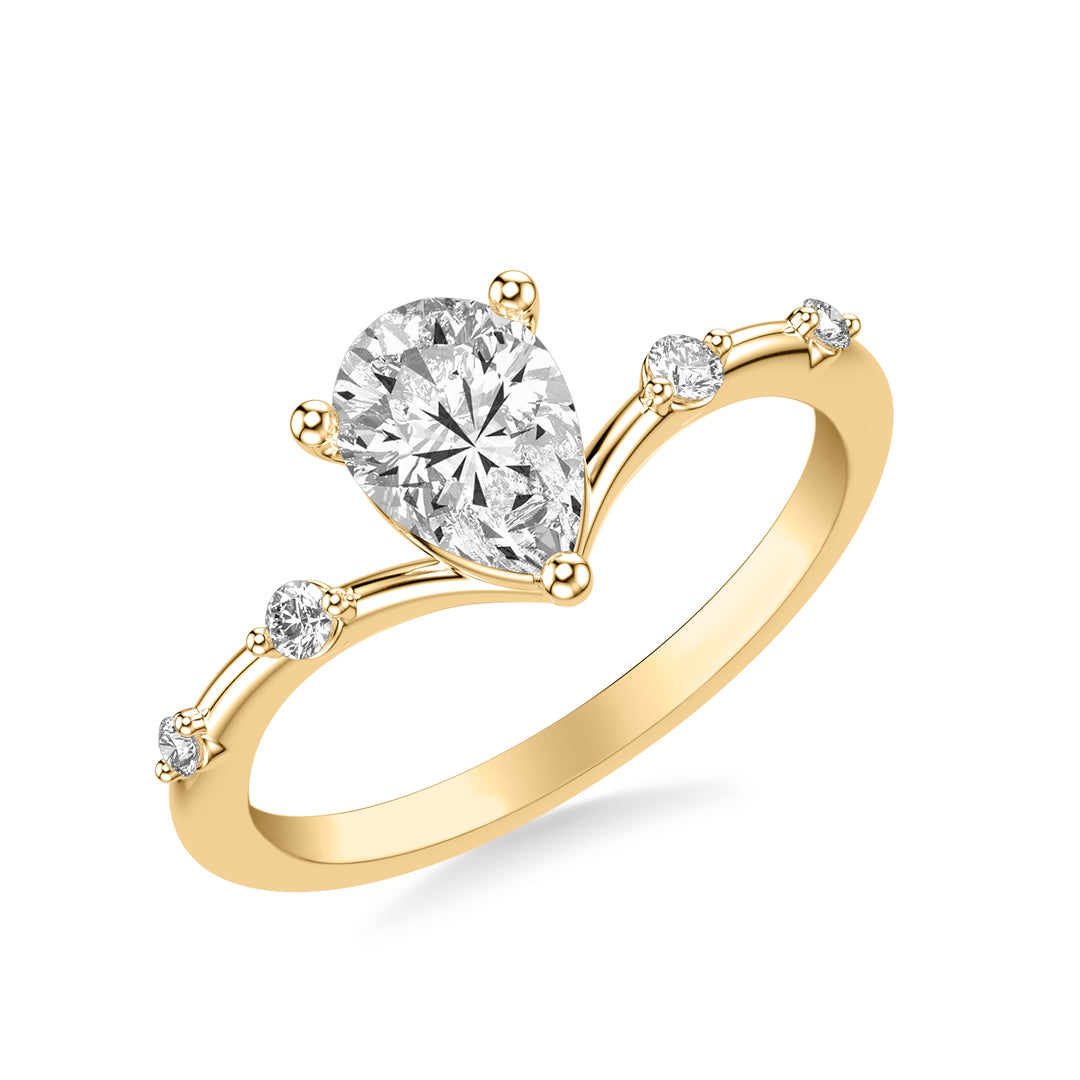 Contemporary Floating Diamond Engagement Ring with Single Diamond Station V Curved Shank
