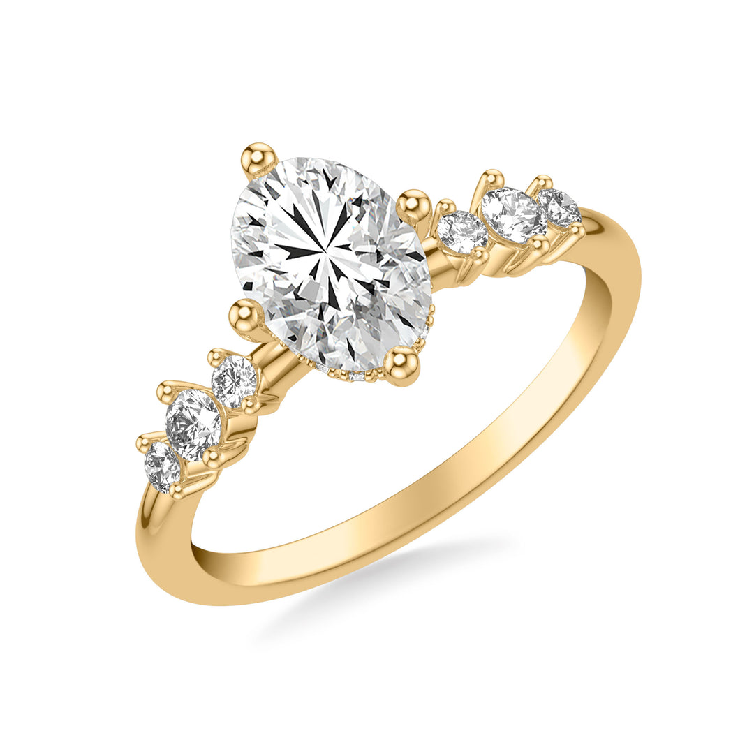31-12157GVY-E.00 - Goldman - Contemporary Engagement Ring with East West Prong Setting and Single Diamond Station Accented Band