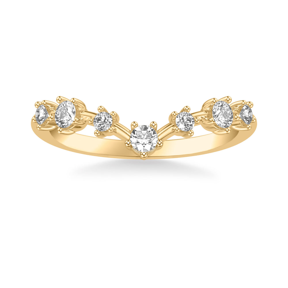 Contemporary Curved Wedding Band with Single Diamond Station Accents