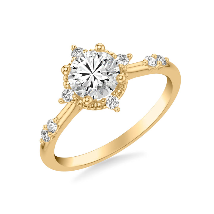 Classic Engagement Ring with Two Diamond Cluster Accented Band.  Center Stone is not included.