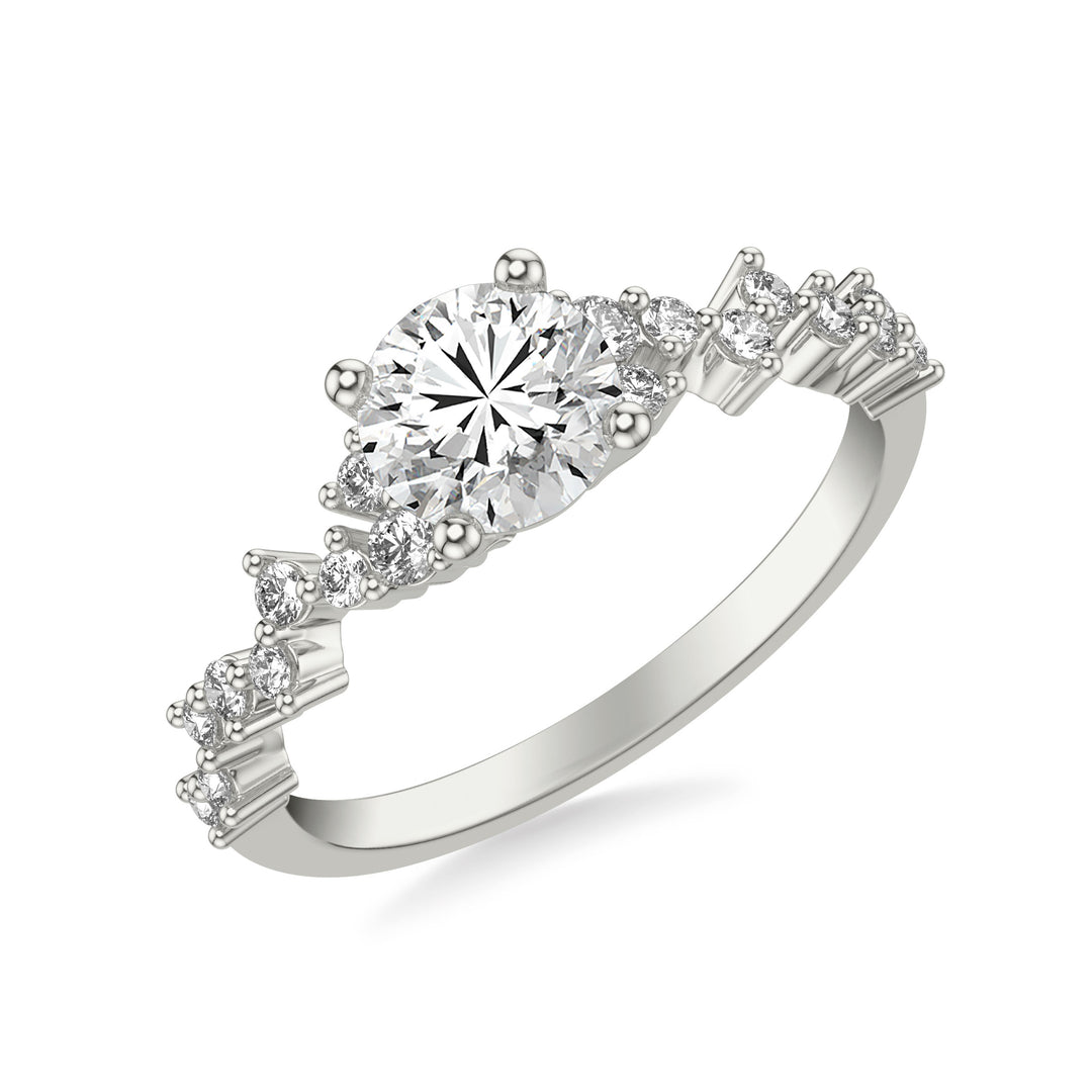31-12159ERW-E.00 - Goldman - Contemporary Engagement Ring with Scattered Diamond Accented Band