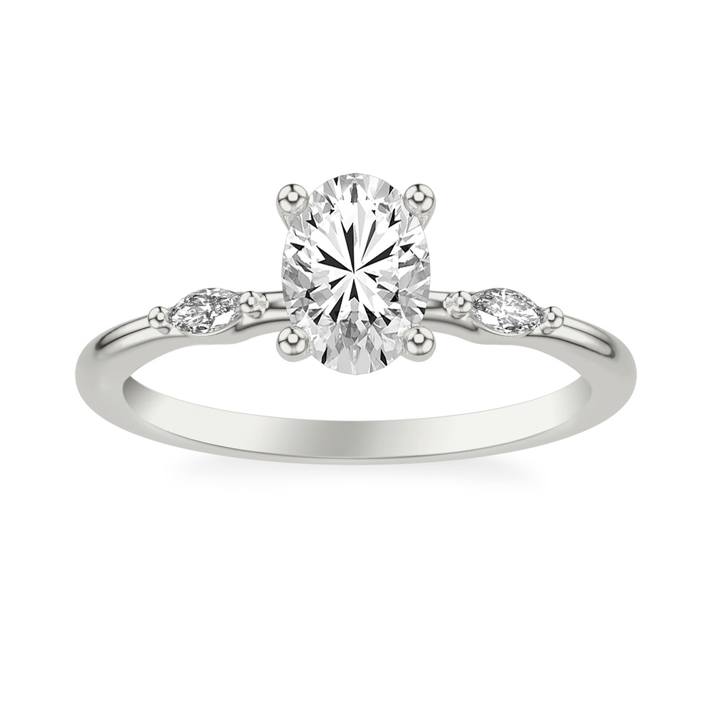 Contemporary Engagement Ring with Marquise Accent Diamonds