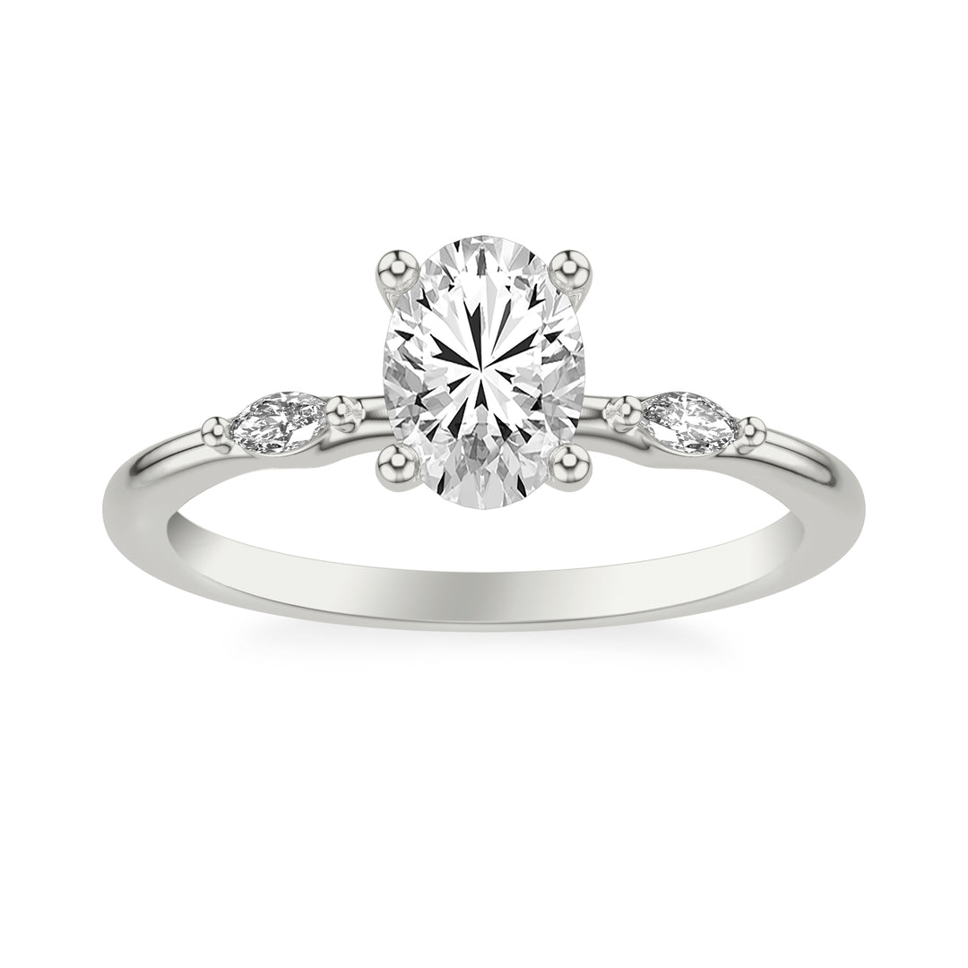 Contemporary Engagement Ring with Marquise Accent Diamonds