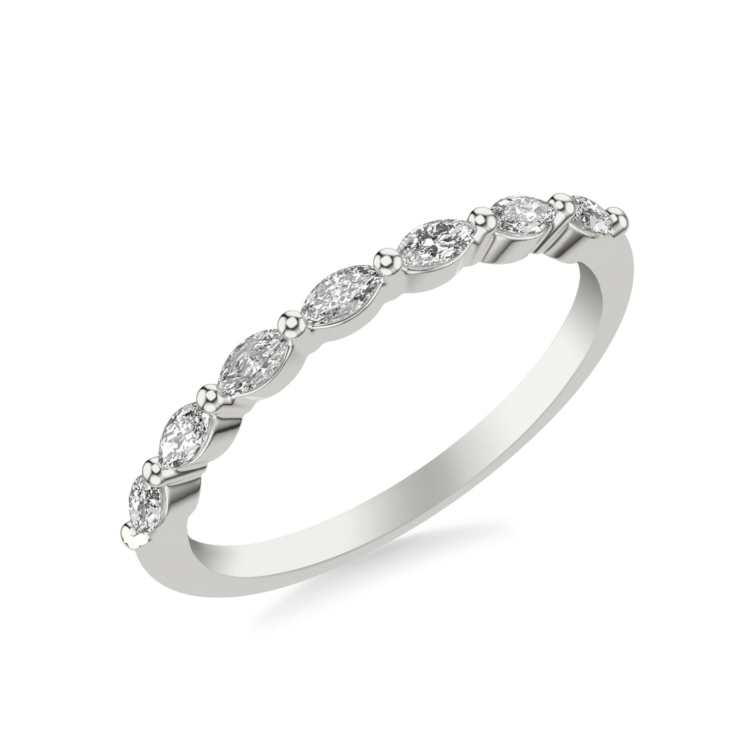 Contemporary Wedding Band with Marquise Diamonds and Shared Prongs