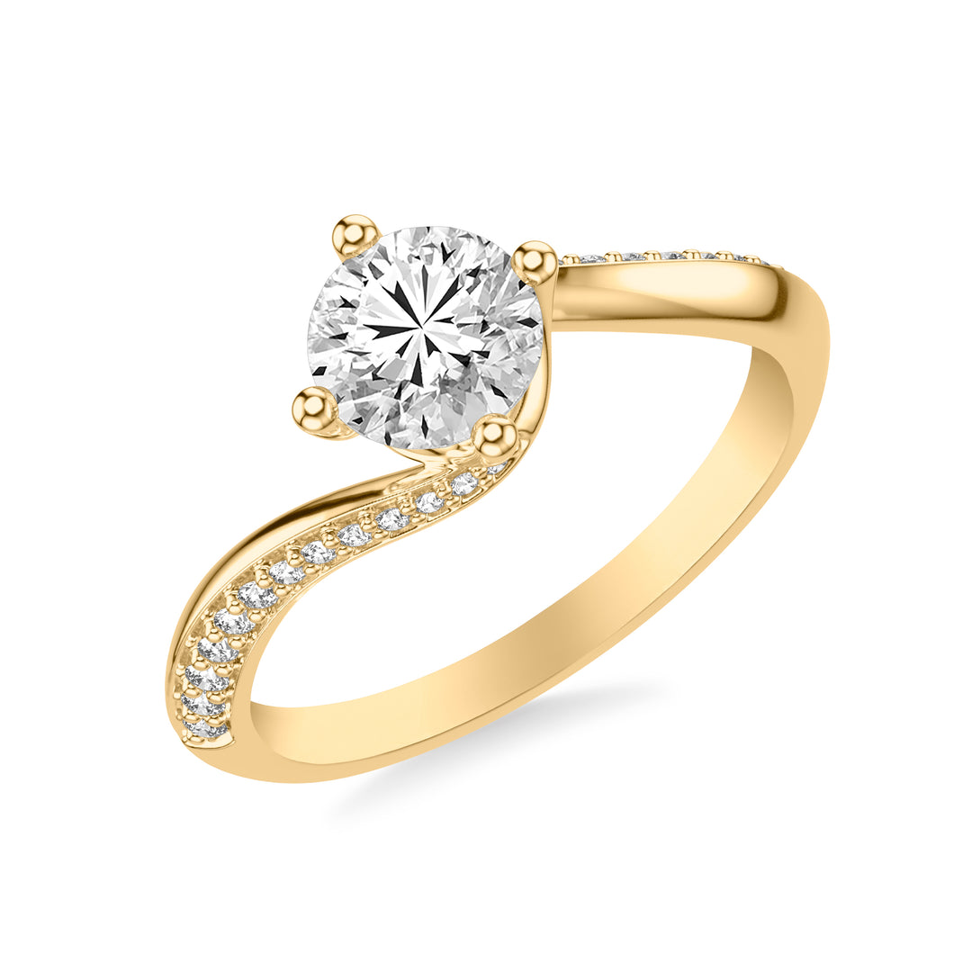 Contemporary Diamond Engagement Ring with Diamonds in a Swirl Design .  Center Stone is not included.