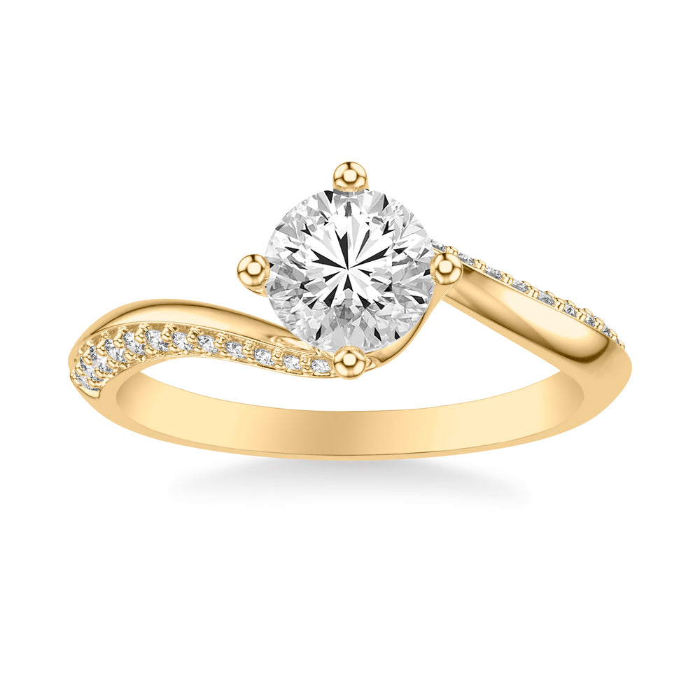 Contemporary Diamond Engagement Ring with Diamonds in a Swirl Design .  Center Stone is not included.