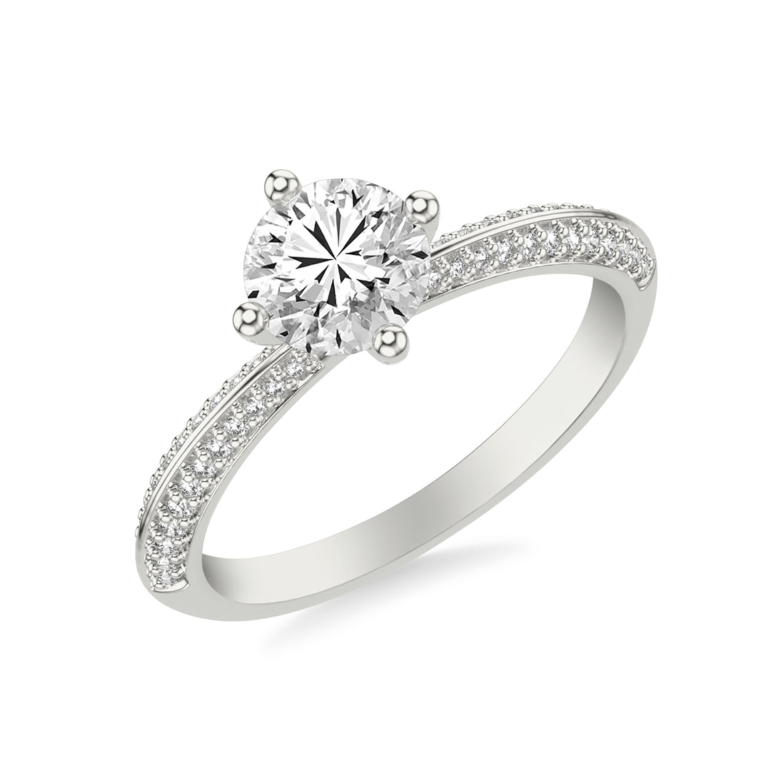 Contemporary Diamond Engagement Ring with a Double Row Diamonds on a Rounded Shank