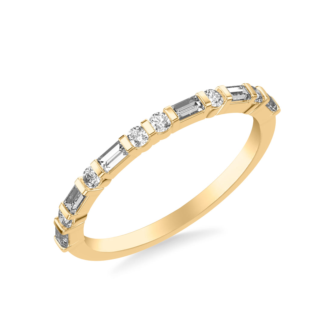 Contemporary Wedding Band with Alternating Baguette and Round Diamonds