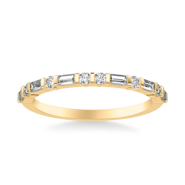 Contemporary Wedding Band with Alternating Baguette and Round Diamonds