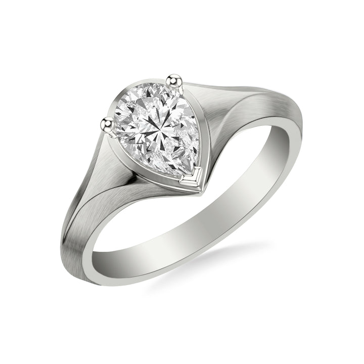 Contemporary Engagement Ring with Tapered Knife Edge and Satin Finish Band