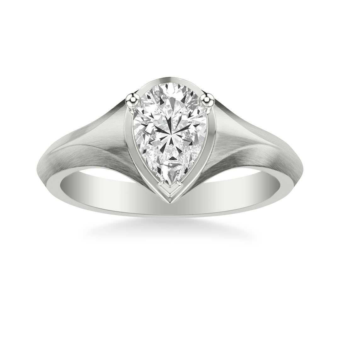 Contemporary Engagement Ring with Tapered Knife Edge and Satin Finish Band
