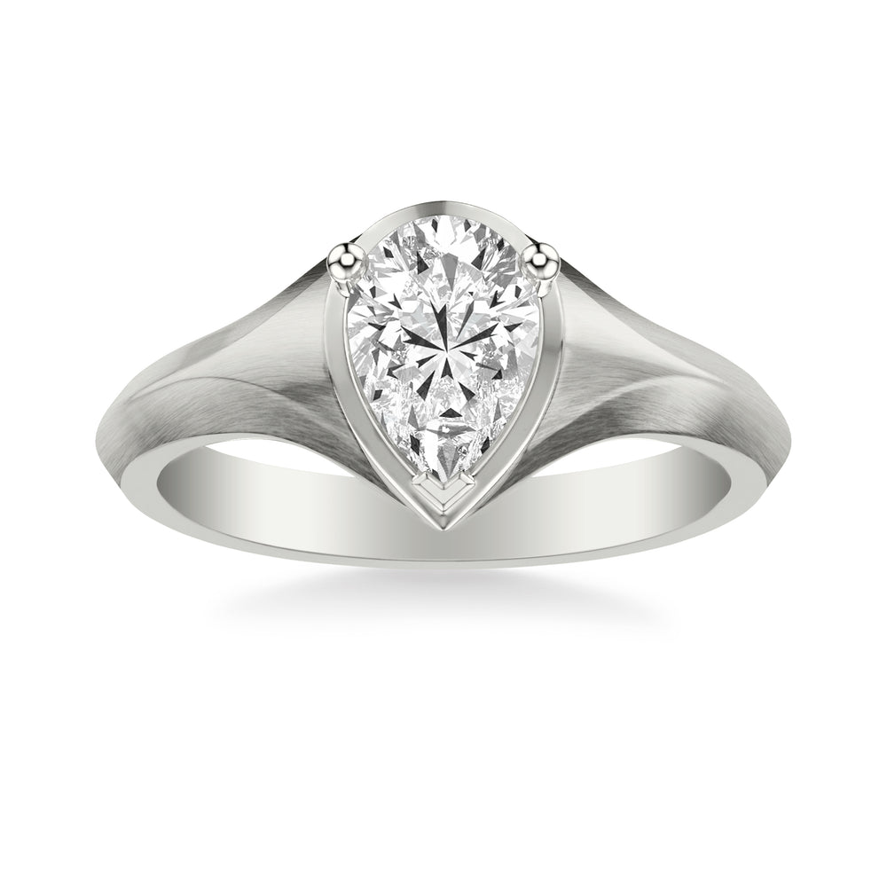 Contemporary Engagement Ring with Tapered Knife Edge and Satin Finish Band .  Center Stone is not included.