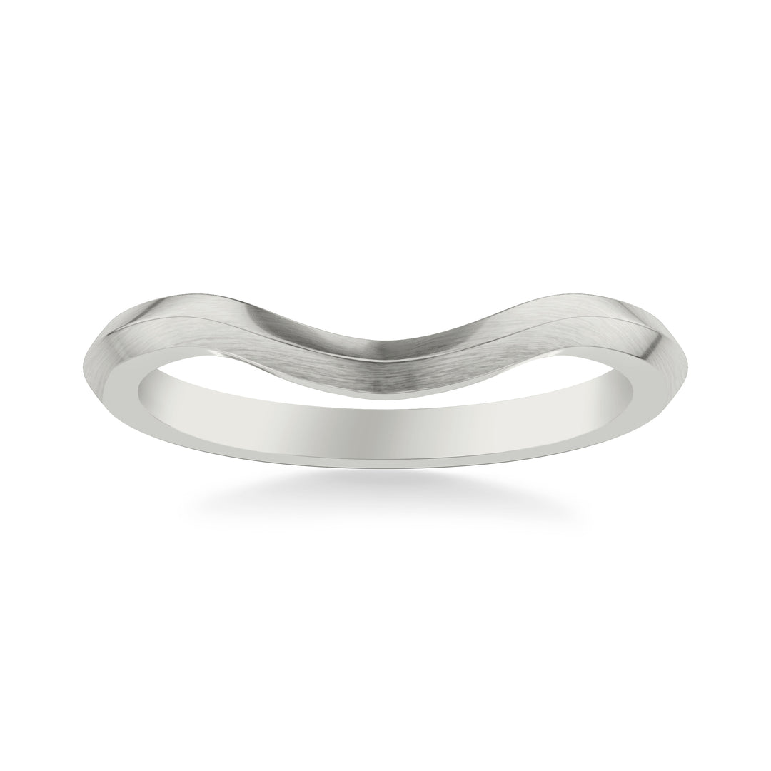 Contemporary Curved Knife Edge Satin Finish Wedding Band