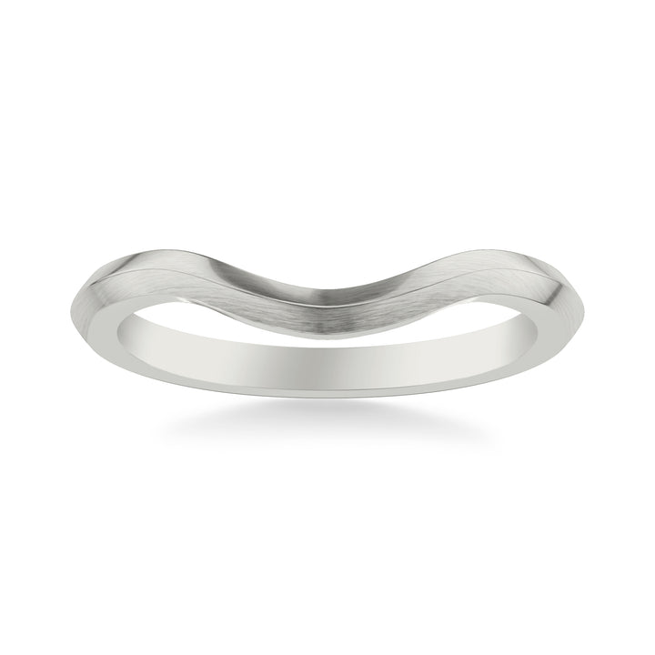 Contemporary Curved Knife Edge Satin Finish Wedding Band
