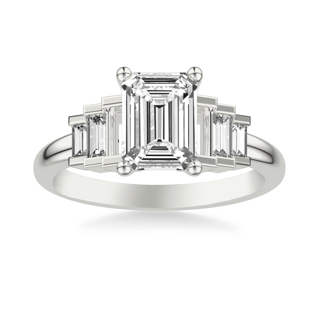 Diamond Engagement Ring with Diamond Baguette Sides