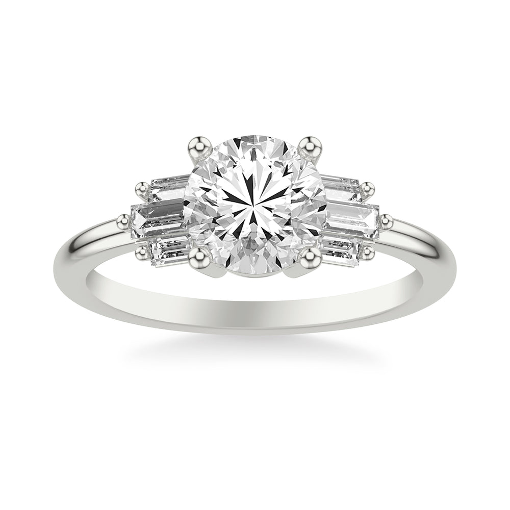 Contemporary Engagement Ring Setting with Diamond Baguettes