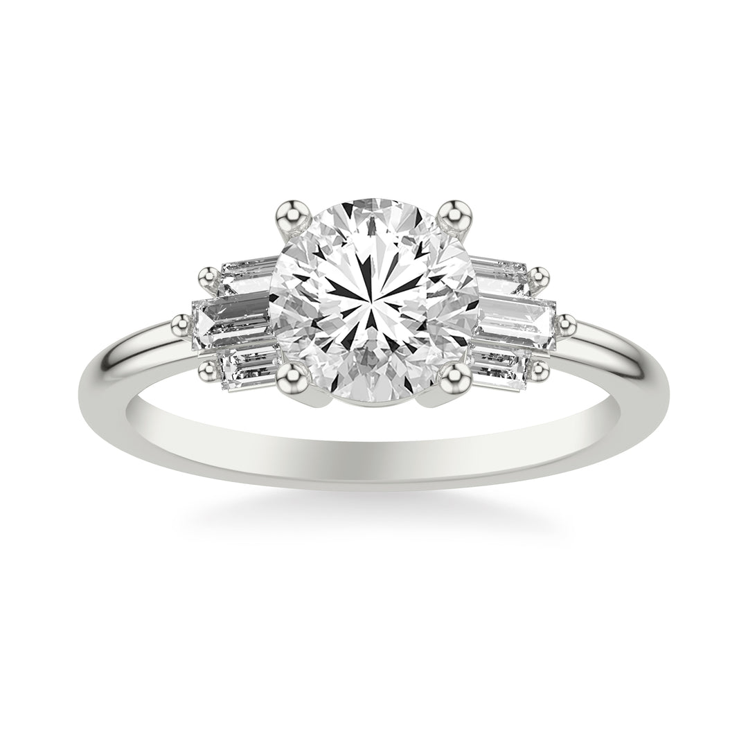 Contemporary Engagement Ring Setting with Diamond Baguettes