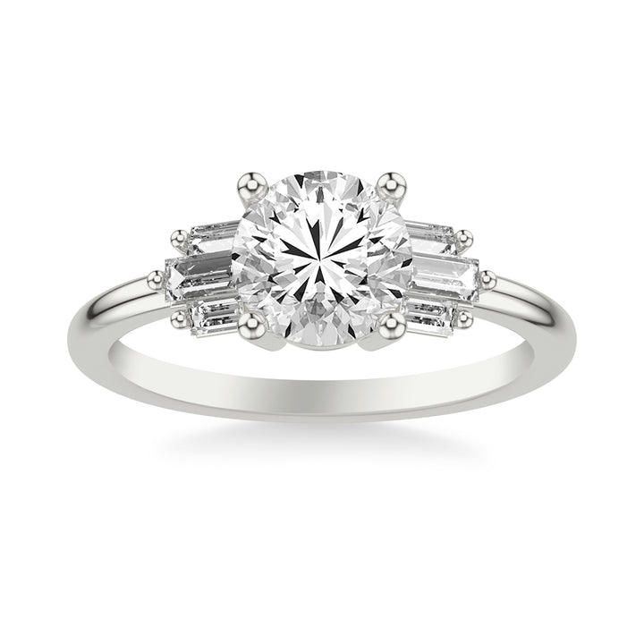 Contemporary Engagement Ring Setting with Diamond Baguettes
