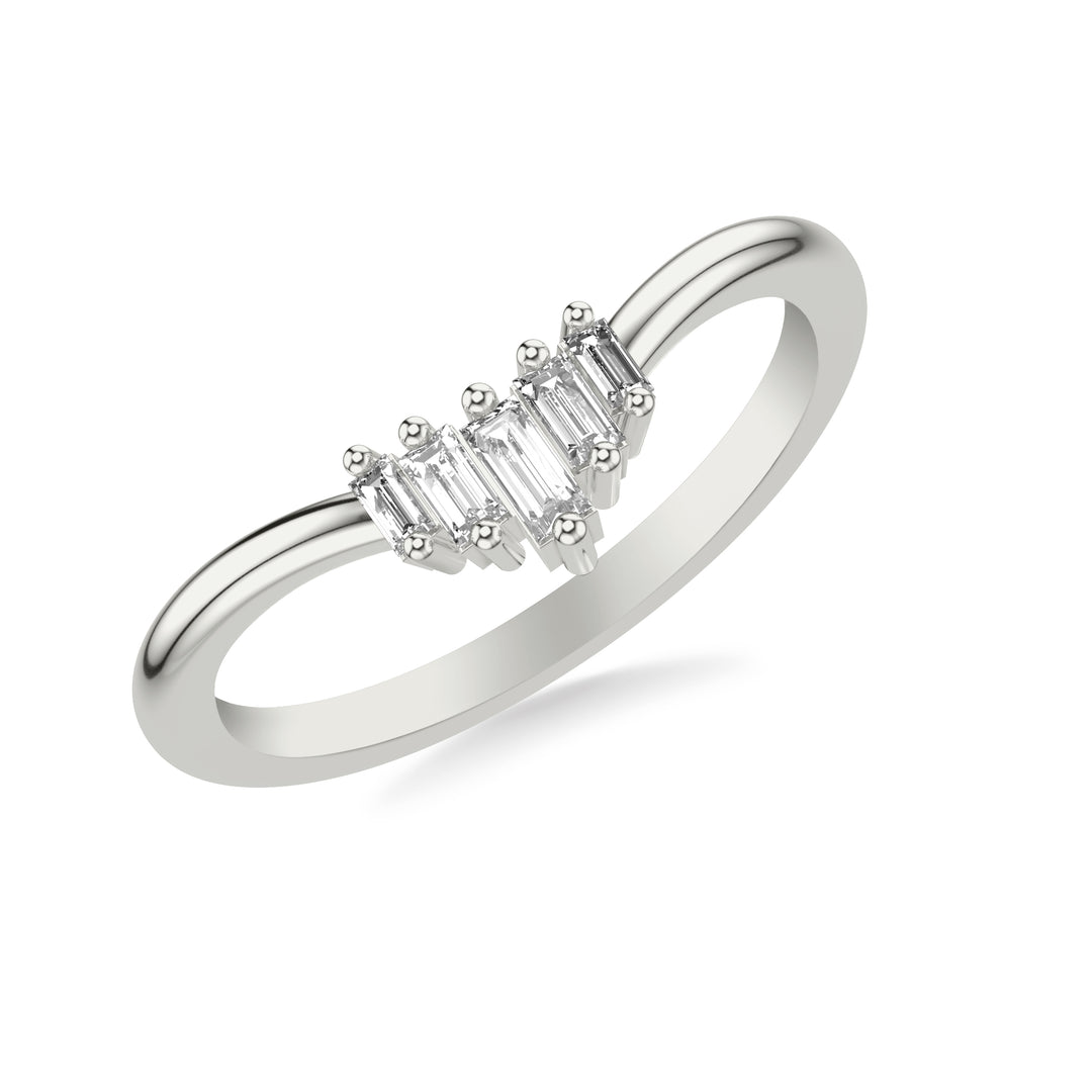 Contemporary Wedding Band with Diamond Baguettes