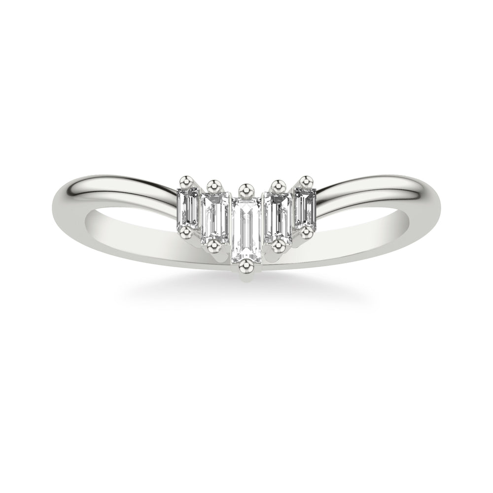 Contemporary Wedding Band with Diamond Baguettes