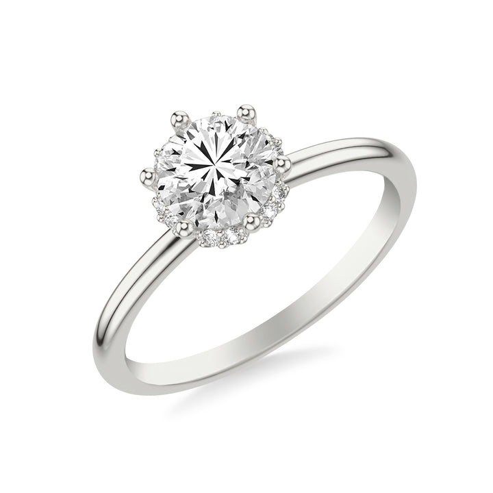 Classic Engagement Ring Setting with Elegant Recessed Diamond Halo .  Center Stone is not included.