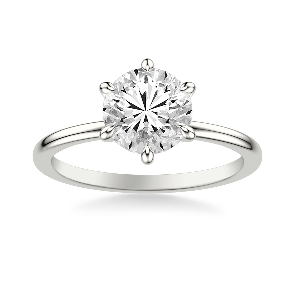 Classic Six Prong Solitaire Engagment Ring with Polished Shank