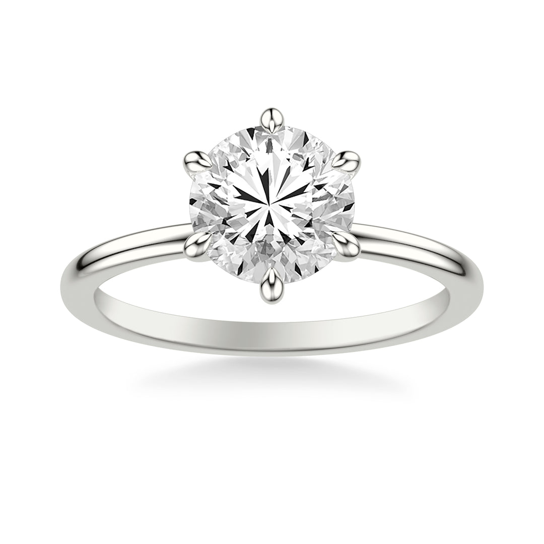 Classic Six Prong Solitaire Engagment Ring with Polished Shank