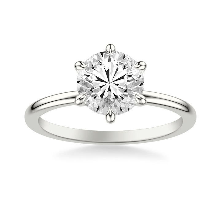 Classic Six Prong Solitaire Engagment Ring with Polished Shank