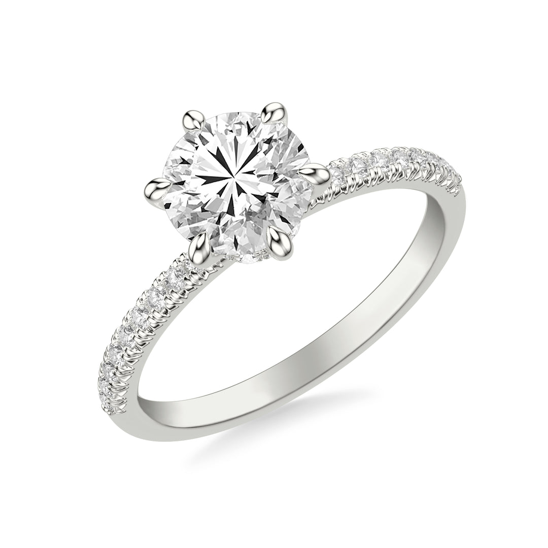 31-12197GRY-E.00 - Goldman - Classic Six Prong Engagement Ring with Diamond Collar and Diamond Shank
