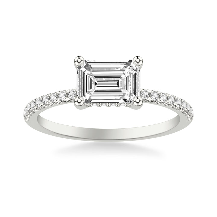 Classic East West Setting Engagement Ring and Hidden Diamond Halo with Diamond Shank