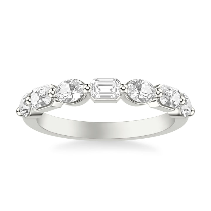 Contemporary Wedding Band with Mixed Fancy Oval and Emerald and Pear Diamonds