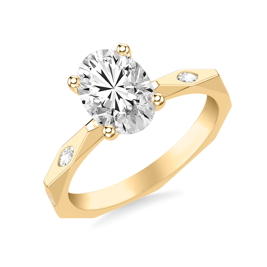 31-12262HVY-E.00 - Goldman - Contemporary Engagement Ring with Bezel Set Marquise Diamond and Geometric Faceted Shank