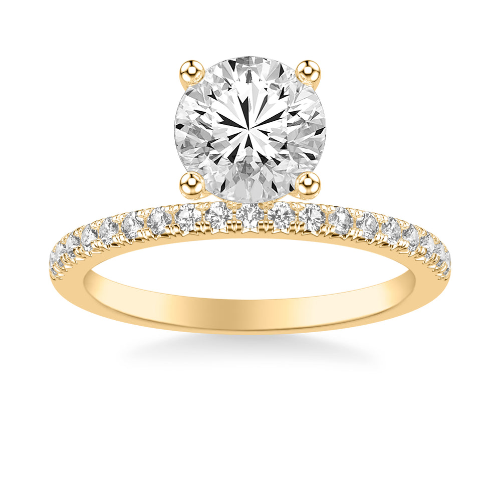 Contemporary Floating Diamond Engagement Ring with Diamond Shank.  Center Stone is not included.