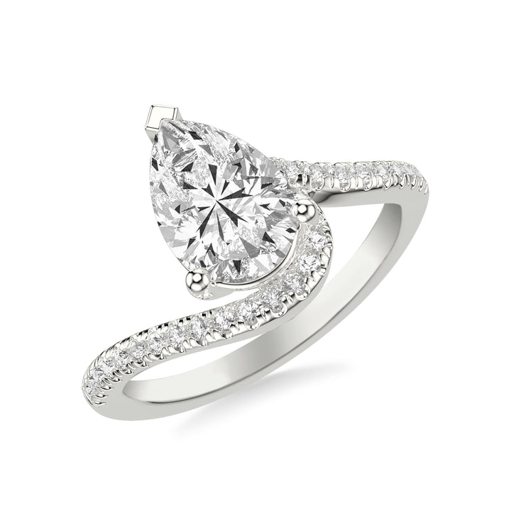 Contemporary Engagement Ring with Organic Curved Diamond Shank.  Center Stone is not included.